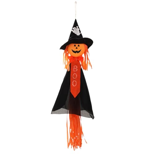 Dewireaey Figurines décoratives d'Halloween - Citrouille sorcière - Décoration de fenêtre - Décoration amusante à suspendre pour cuisine, mur, fenêtre, cheminée, fête de jardin, terrasse, maison