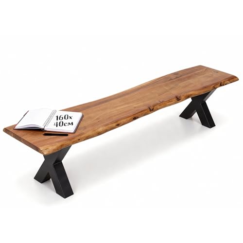 Riess Ambiente Massiver Baumstamm Bank Mammut 160 cm Akazie Massivholz Sitzbank Esszimmer