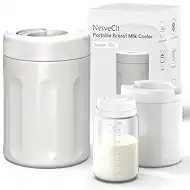 Portable Breast Milk Cooler, 24H Chill Medical-Grade 316L Stainless Steel, 2-in-1 Breastmilk Cooler Bottle & Thermos with Leakproof Storage Bottle, No Ice Needed for Travel/Work, 10oz, Beige