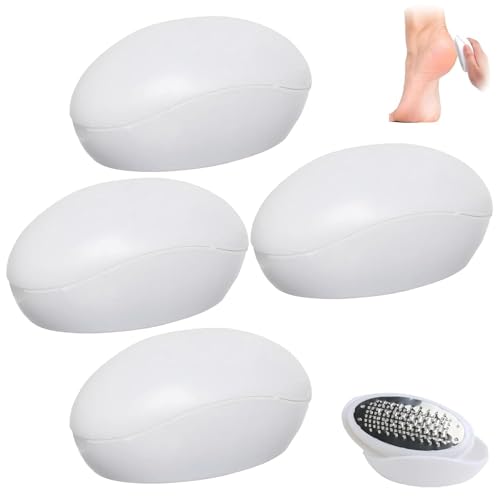 Ped Egg for Feet Ped Egg Hard Skin Remover Callus Remover for Feet Foot Grinder and Foot Scrubber Set of Four White Egg-Shaped Pedicure Tools Diameter 7.5 cm by Height 7.5 cm