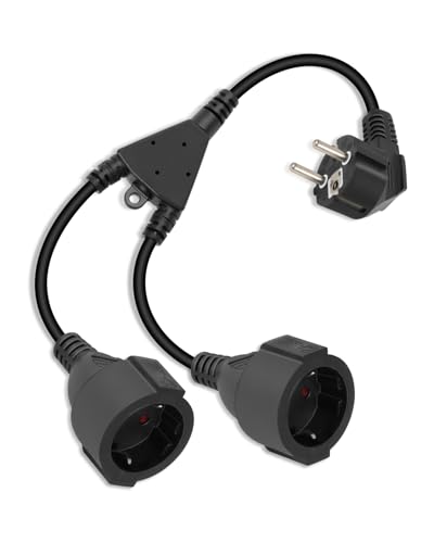 RIIEYOCA Extensión de Cable 90, 16A / 250V, Exterior, Negro