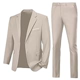 Mens Suits Slim Fit 2 Piece Suit Wedding Prom Suits for Men Two Button Solid Jacket Pants Suit Set...