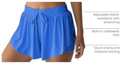 Image of Flowy Athletic Shorts for Women Running Tennis Butterfly Shorts Girls 2-in-1 Double Layer Quick-Drying Comfy Shorts