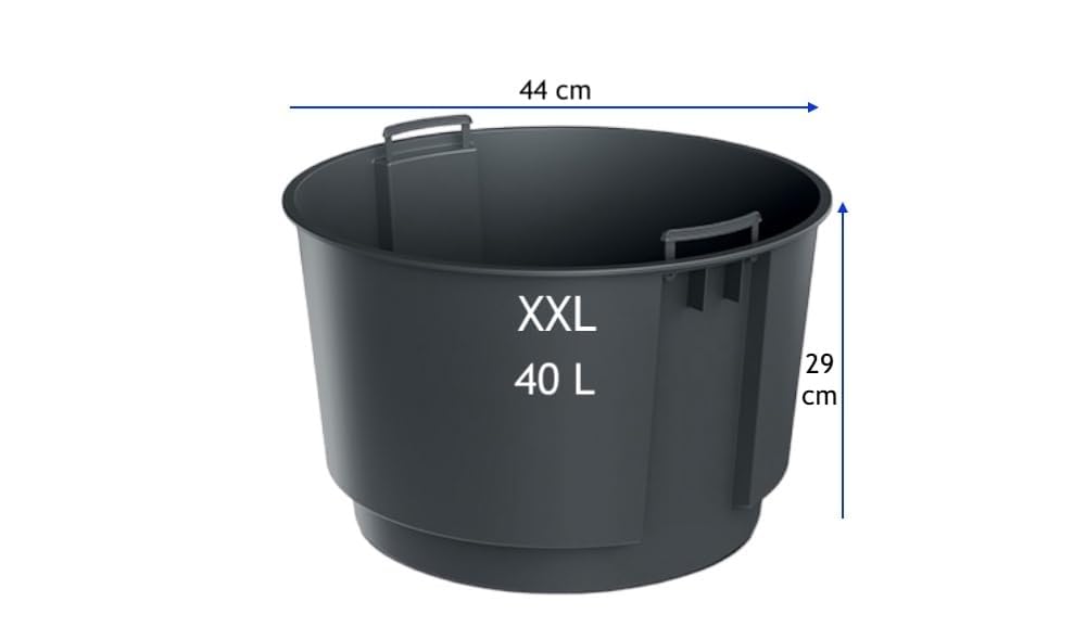 MELTOM Pot de fleurs avec insert amovible - Rond - Résistant au gel - Moderne - Mat - Système d'irrigation (blanc, taille XXL - 47 cm)