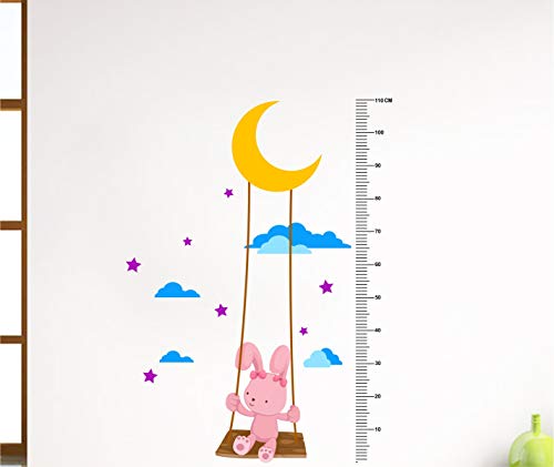 Decal O Decal Growth Chart with Teddy and Moon Wall Stickers (PVC Vinyl,Multicolour) (Pack of 3)-Self-Adhesive