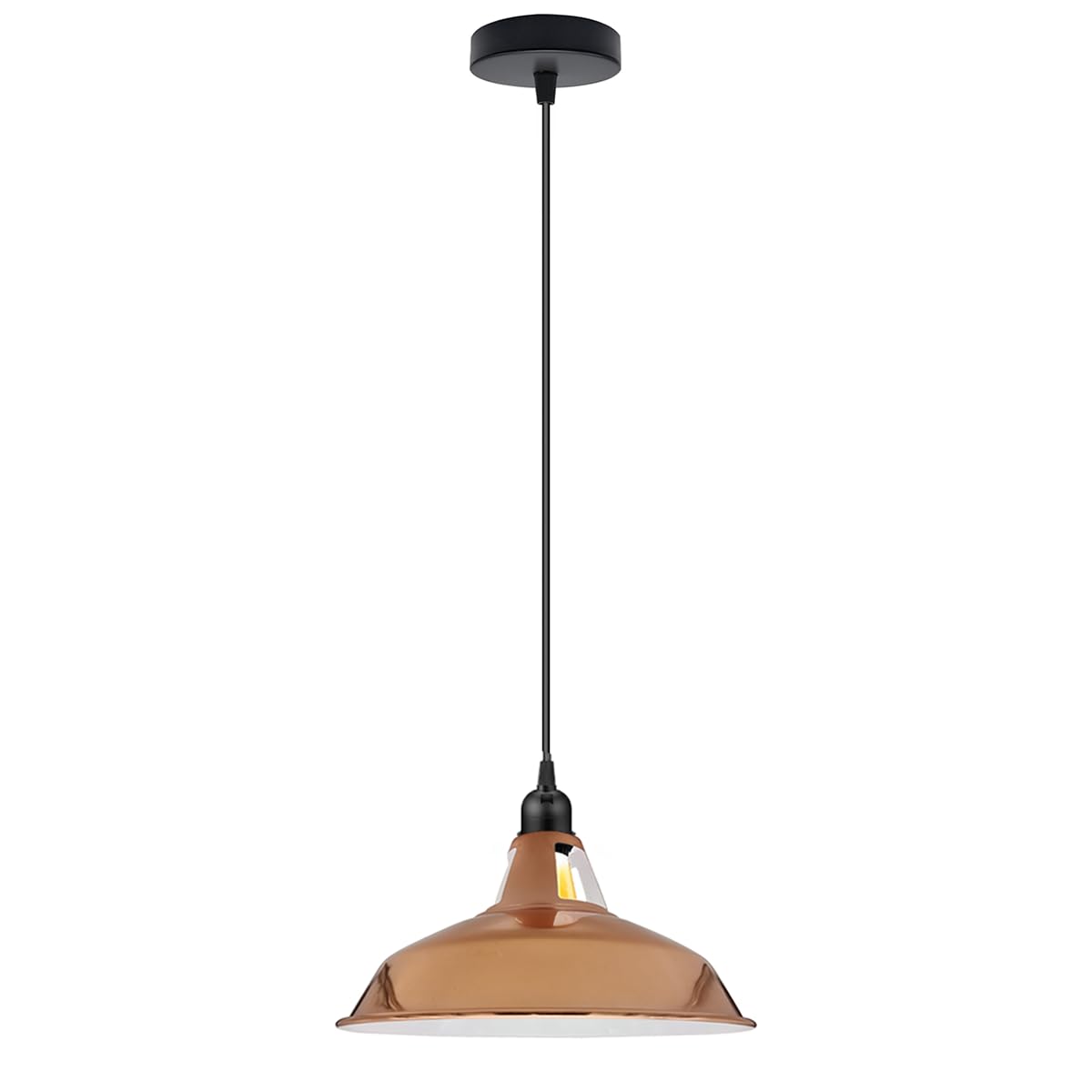 LEDSone Industrial Vintage E27 One Head Ceiling Hanging Adjustable Pendant Lamp with Rose Gold Barn Slotted Light Shades for Kitchen Restaurant Bar Balcony