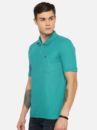 Image of Dollar Men's Pack of 1 Solid Cotton Blend Polo Neck T-Shirt