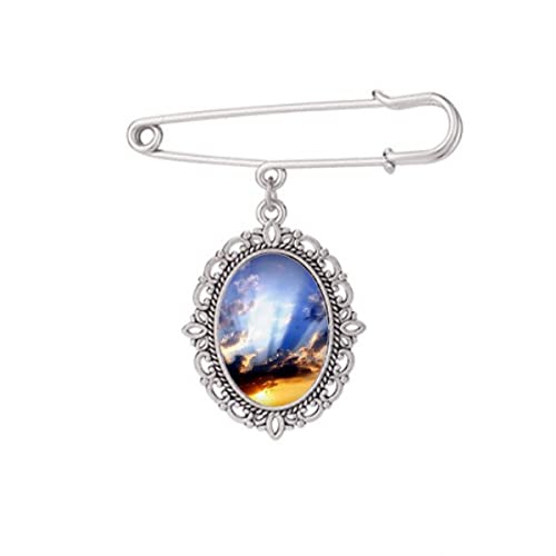 Broche bleu orange art déco, le cadeau idéal pour accessoiriser une veste