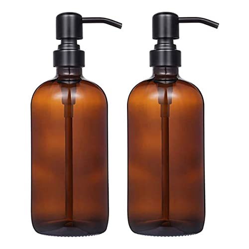 Ronlok Botella de Cristal de Mano de Cristal de 18 oz de Acero Inoxidable Dispensador de Botella de Acero Inoxidable