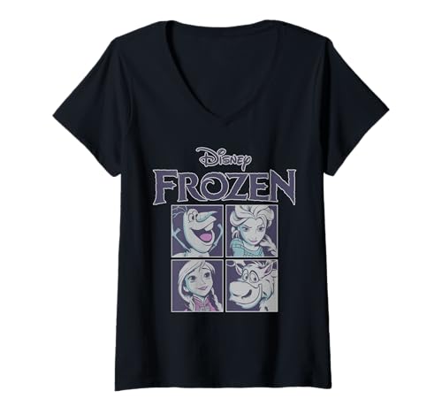 T-shirt Reine des Neiges Disney pour femme bleu col V idéal pour vos sorties décontractées