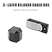 Wokyo Premium 3 Layer Billiard Magnetic Pool Cue Chalk Holder Box Set, Pool Table Accessory for Billiards Precision Shots (Black)