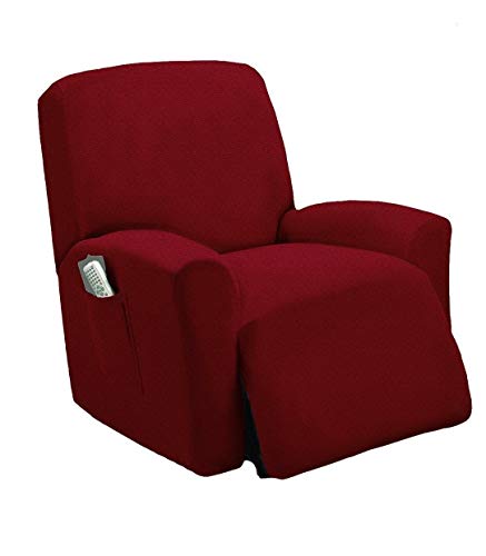 Fancy Linen Sure Fit Stretch Sterling Recliner Set Solid New # Stella (Burgundy)