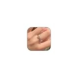 Dtexhif Silver Double Butterfly Ring for Women - Dainty Cubic Zirconia Open Butterfly Finger Ring with Adjustable Rhinestone