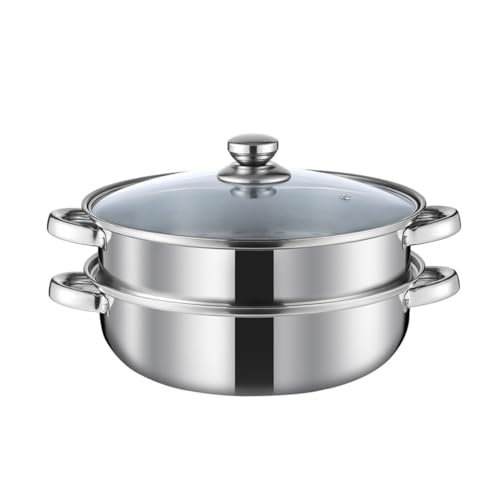 SaryEdge Vaporera de Acero Inoxidable, vaporera Gruesa para Sopa, vaporera de Acero Inoxidable de Tres Capas, Cubierta Multiusos combinada, Olla para Sopa, D-Gris Claro,D-Light Grey