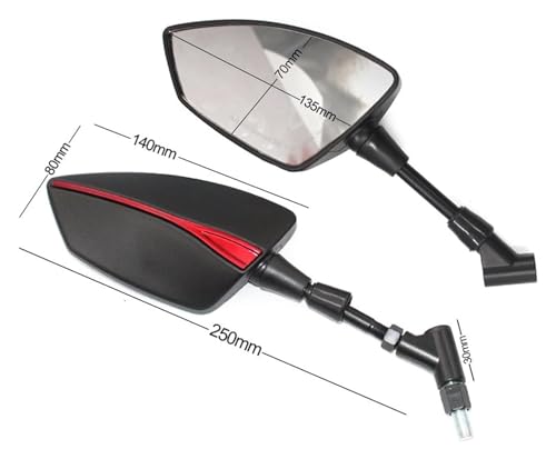 Motorrad Seitenspiegel Für Aprilia Shiver GT Für Shiver 750 Für Shiver 900 Motorrad Spiegel Seite Rück Motorrad Universal Rückspiegel(B-Black)