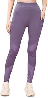 Mehrang Stretchable Gym Pants for Women & Tights for Women Workout with Mesh Insert & Side Pockets