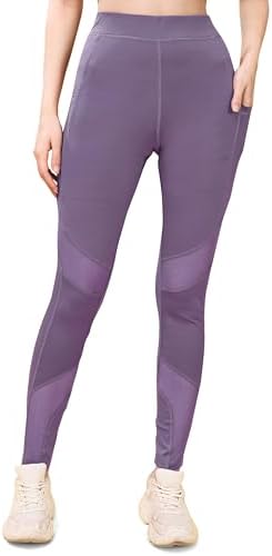 Mehrang Stretchable Gym Pants for Women & Tights for Women Workout with Mesh Insert & Side Pockets