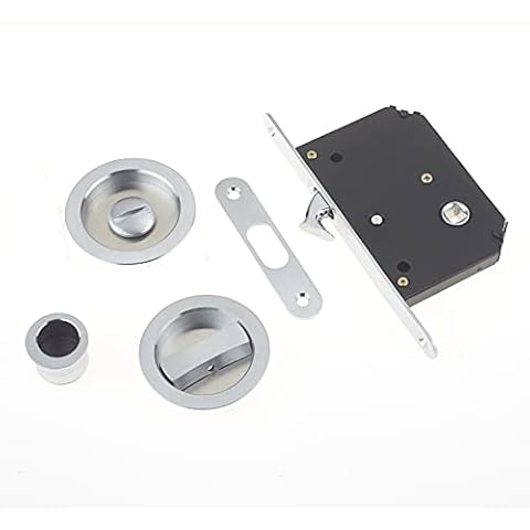 Einsteckschloss für Schiebetüren und Badezimmer, satiniertes Chrom Cover