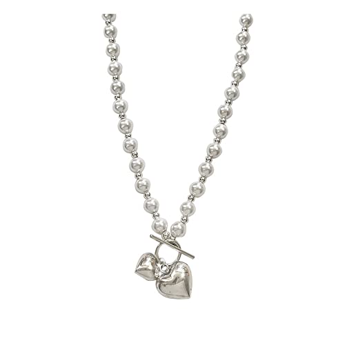Collier de perles d'amour en argent sterling chaîne de clavicule courte de luxe