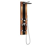 PULSE ShowerSpas 1049B-BN Rio ShowerSpa Panel with 10' Rain Showerhead, 6 Body Spray Jets, Hand Shower and Tub Spout, Black Tempered Glass with Bronze Stainless Steel Body and Brushed Nickel Fixtures