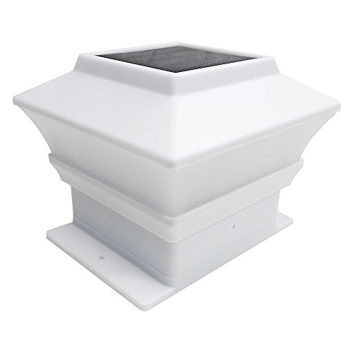 Iglow 2 Pack White Outdoor Garden 4 X 4 Solar Led Post Deck Cap Square Fence Light Landscape Lamp Lawn Wood #TOP1