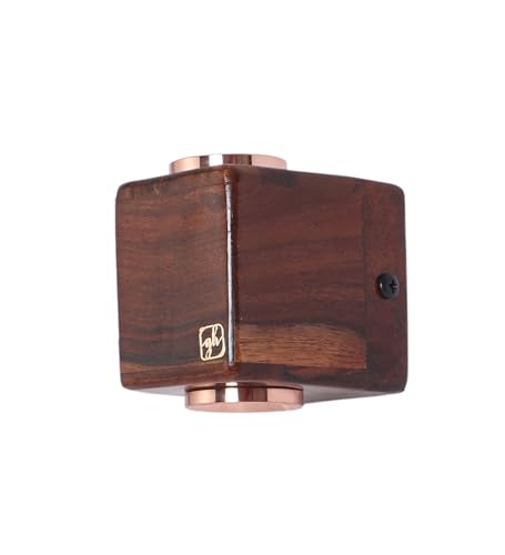 Image of Green House Handmade Sheesham Wood Wall Light Lamp | 2 Way Light - UP /Down | 3W+3W Warm White LED | Modern Wooden Wall Sconce for Living Room, Bedroom, Staircase, Hallway Decor | Square - Pack of 1