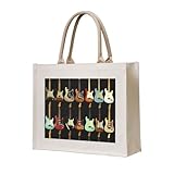 Accessoire de mode : le sac de courses imprimé avec motif guitare artistique est simple et tendance, fabrication exquise, peut être facilement assorti à différents styles de vêtements, pratique pour vos voyages quotidiens