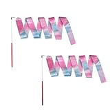 TESEGOO 2 Pack Sparkling Gymnastics Dance Ribbons – 78.7"Colorful Streamers for Kids’ Rhythmic Gymnastics, Ballet, Baton Twirling & Talent Shows