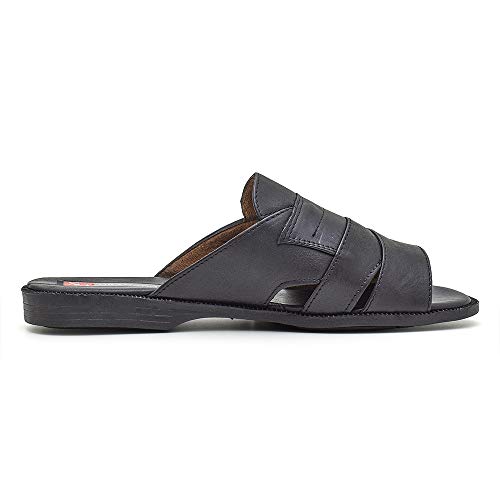 Chinelo masculino linha repouso em couro palmilha espumada GR 408 preto (39, 408 preto)