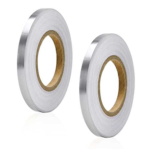 Image of 2Pcs 0.4 Inch x 164 Feet Floor Crevice Line Sticker Foil, Waterproof Tile Foil Tape, Self Adhesive Decorative Sealing Caulk Strip for Living Room, Kitchen, Bathroom (Silver)