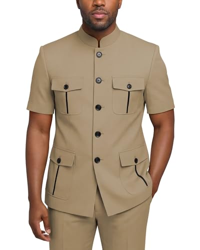 TUXBURNTXZ African Suits for Men Tan 2 Piece Regular Fit