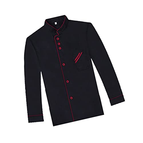 WOFASHPURET Unisex Long Sleeve Chef Jacket Black Catering Shirt for Bakery Restaurant Hotel Oil Easy to Wash Breathable Wearproof Material for Kitchen Use