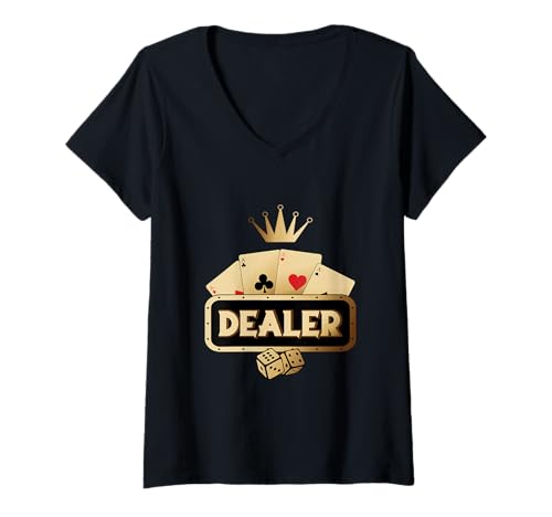 Womens Poker Dealer Poker Player Gift Card Game Poker V-Neck T-Shirt
