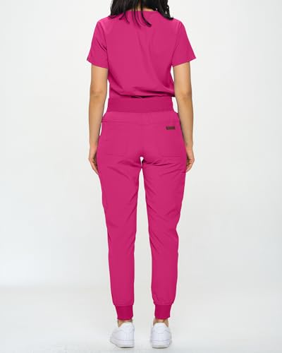 Image of Monarch Uniforms Slim Fit Stretchy Scrubs Women's Jogger Scrub Set Slim Jogger Scrubs with Tuck-In Top for Women