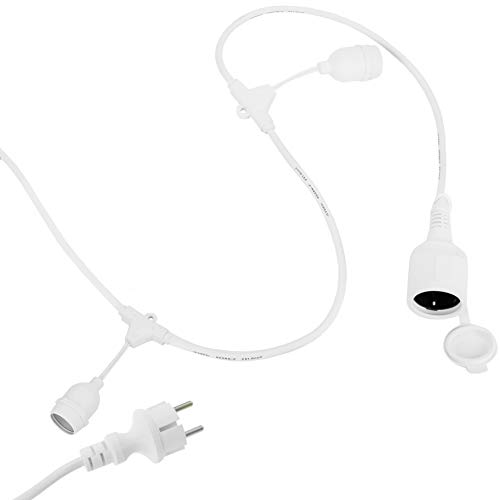 PrimeMatik GI09-VCES Lichterkette mit 20 Lampen mit Fassung E27 außen IP64 Elektrisches Kabel 20 m ausziehbar Weiß (GI09)