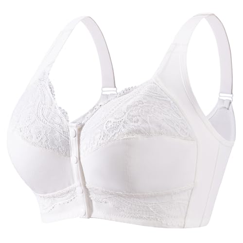 Front Closure Bras for Women No Underwire Plus Size Wireless Comfortable Cotton Sleep Bra for Older Womens Bras