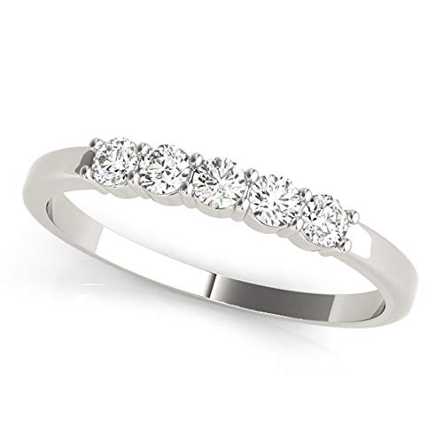 Five Stone 0.25 Carat Diamond Engagement Wedding Band In 10K Solid Rose, White & Yellow Gold, Best Valentinesday Gift