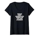 Damen Stolzes Design für amerikanische College-Studenten der ersten Generation T-Shirt mit V-Ausschnitt