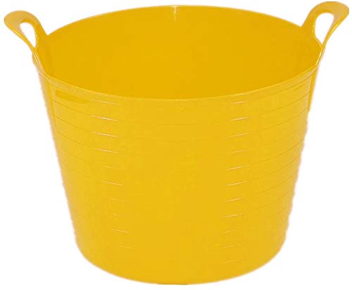 KetoPlastics 42 Liter Heavy Duty Large Flexi Tub Garden Home Flexible Colour Plastic Storage Container Bucket Flex Tub- MADE IN U.K (Yellow)