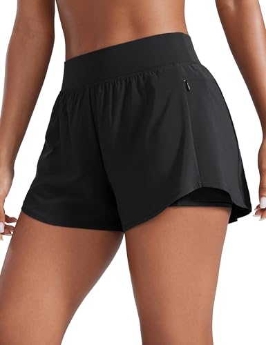 CRZ YOGA Double Layer Running Shorts for...