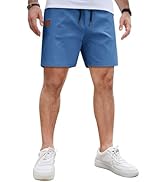 COOFANDY Men's Casual Cotton Shorts 5 Inch Summer Beach Shorts Lightweight Drawstring Elastic Wai...