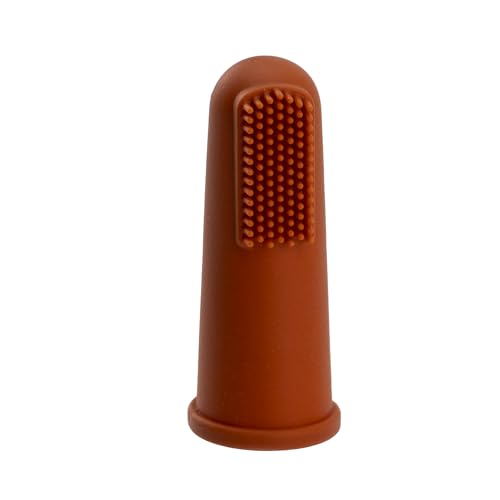Cepillo de Dientes de Dedo para Bebés, Cepillo dental de dedo, Cepillo de silicona para bebé, Ayuda a Calmar y Estimular las Encías, Apto para 0-2 Años, Unisex, Silicona, Rojo Terracota