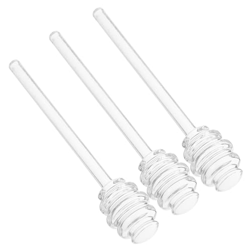 PRETYZOOM 3Pcs Glass Honey Stirring Sticks Food Grade Honey Taking Tools for Drizzling Syrup Jam Molasses for Tea for Parties and Homemade