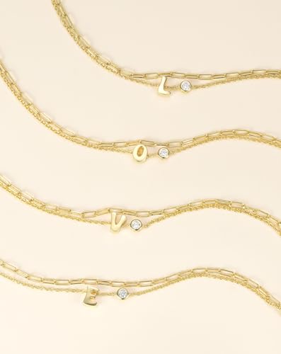 Initial Bracelet for Women, 925 Sterling Silver 14K Gold Plated Dainty Layered Stackable Paperclip Letter Bracelets, Trendy Jewelry Christmas Birthday Gifts for Wife Mom Girlfriend Sister Daughter4
