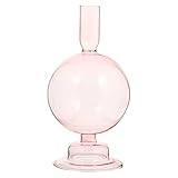 ULTNICE Clear Glass Candlestick Holder Taper Candle Stand Colorful Candlelight Rack Flower Vase...