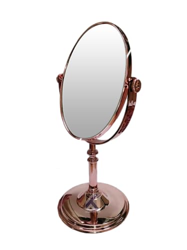 Image of ᵀᴹ Tabletop Double Side Shaving Makeup Vanity Mirror 360 Degree 5X Magnification Beauty Make up Cosmetic Stand for Shaving & Makeup Vanity Bedroom Bathroom Desk (Oval Rosegold)