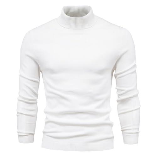 Mens Turtleneck Sweater Pullover Casual Pullover Sweater Stripe Casual Loose Fit Thick Winter Cable Knit Warm Sweaters