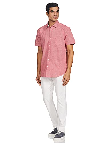 Image of Colorplus Men's Pure Cotton Checks Pattern Tailored Fit Spread Collar Half Sleeve Casual Shirt