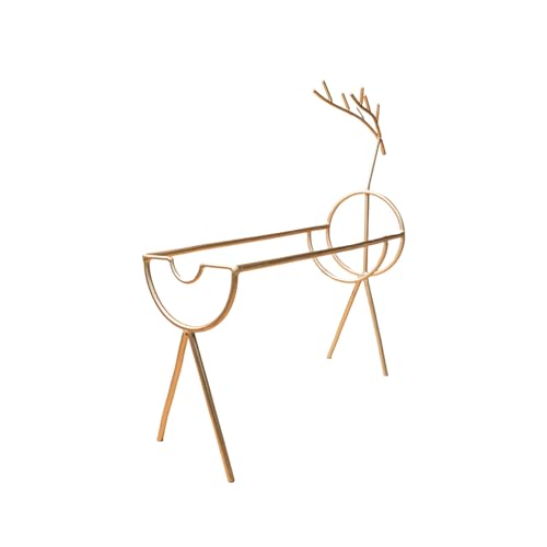 Image of Reindeer Wine Bottle Holder | Single Bottle Wine Rack | Wine Bottle Stand | Beer Bottle Holder | Secret Santa Gifts for Christmas New Year Birthday | Gift for Friend Retirement (Gold Colour)