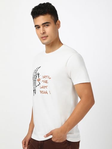 Image of Bewakoof Men's Graphic Print Regular Fit Half Sleeve Round Neck Pure Cotton T-Shirt